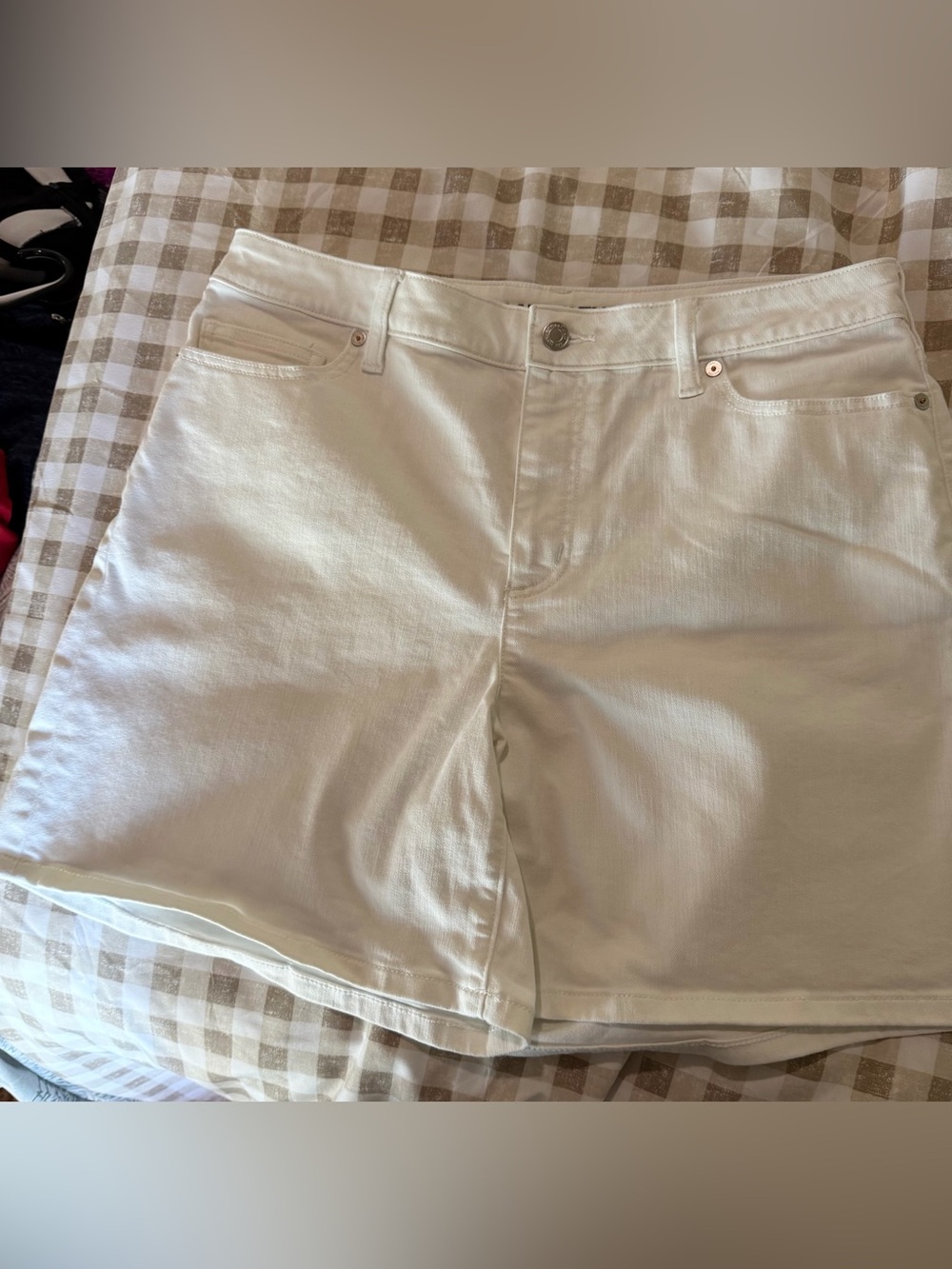 Lands' End Cream Mid-Rise Cotton Bermuda Shorts